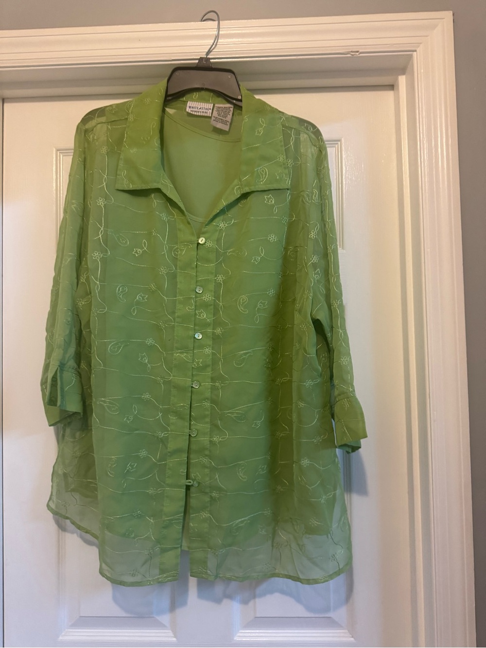 White Stag Light Green Sheer Button-Down Shirt